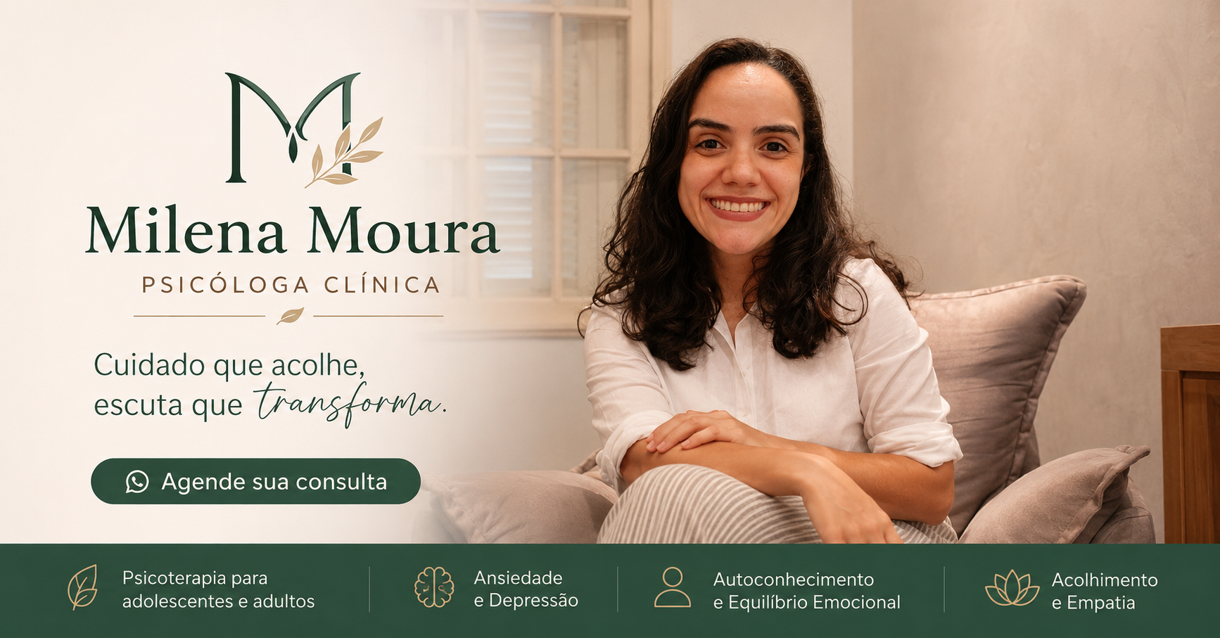 Milena Moura Santos · Psicóloga — atendimento em Santos e online